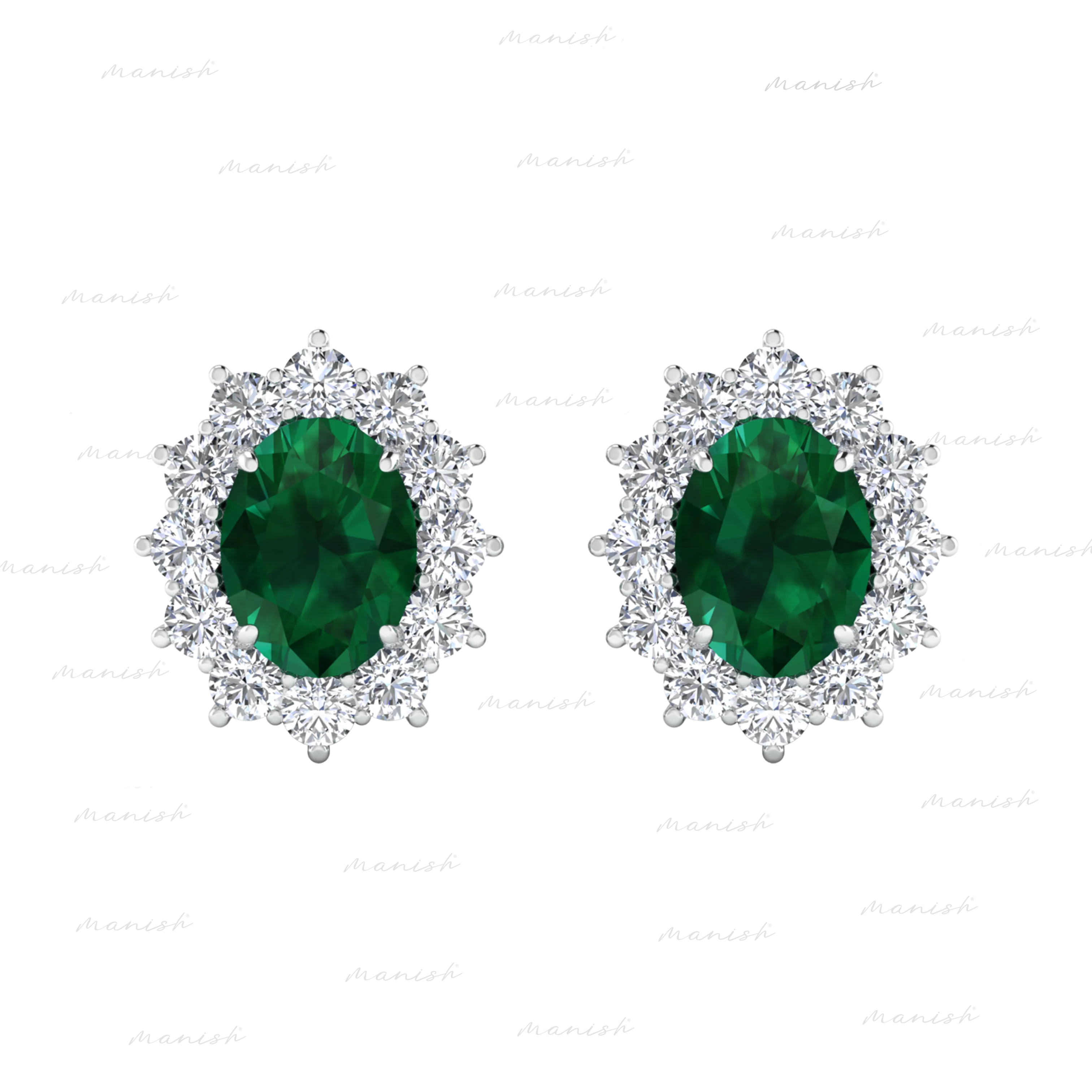 Elaf Diamond and Emerald Earrings